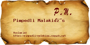 Pimpedli Malakiás névjegykártya